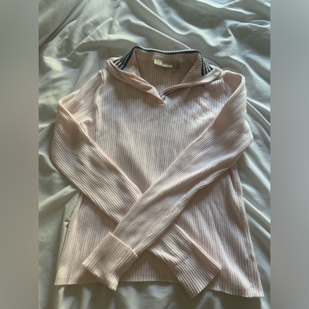 Polo Ralph Lauren quarter zip ribbed pink sweater